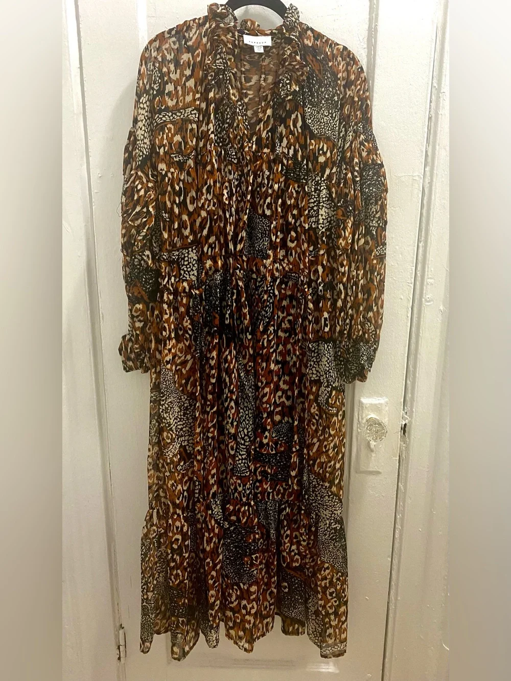Topshop Brown Black Cream Animal Print maxi dress - Picture 3 of 7